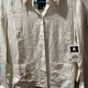 Carole Little Dresses white button down blouse.
